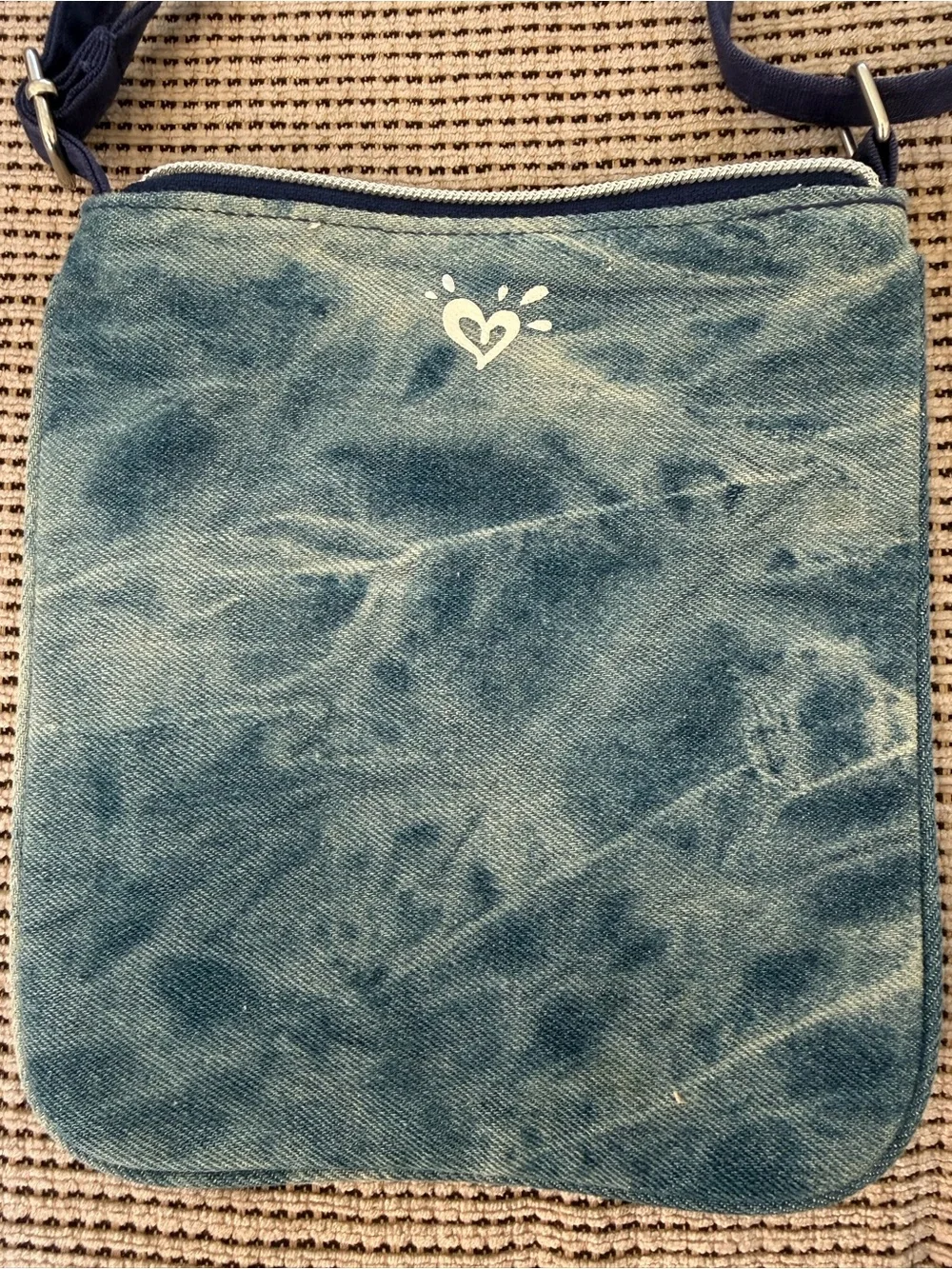 Justice denim “H” monogram girls’ purse, with silver and gold glitter